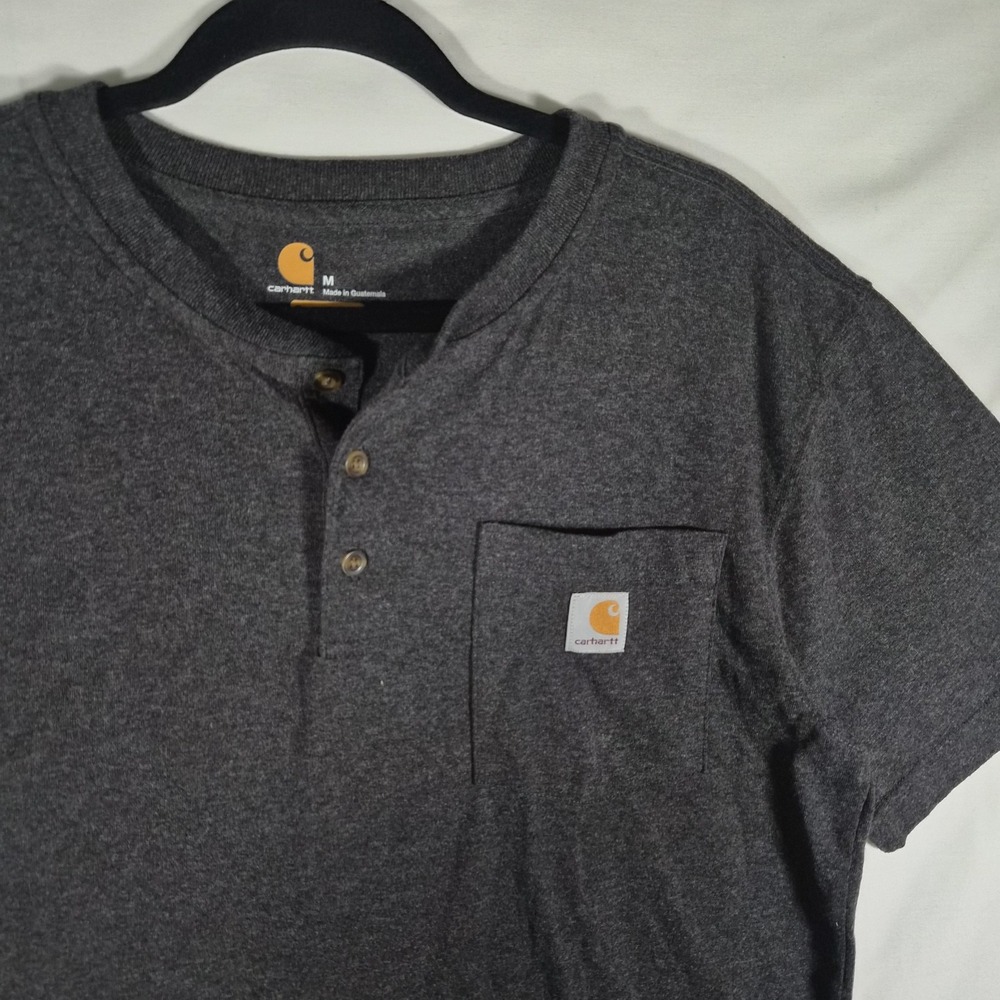 Carhartt K84 Mens Medium Gray Heather Henley Pocket T Shirt Original Fit